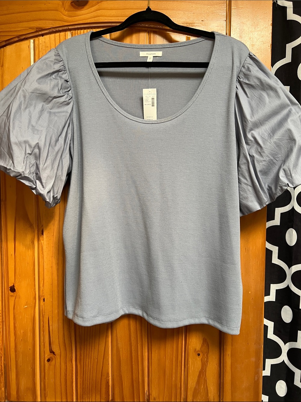 Maurices Light Blue Puff Sleeve Scoop Neck Top